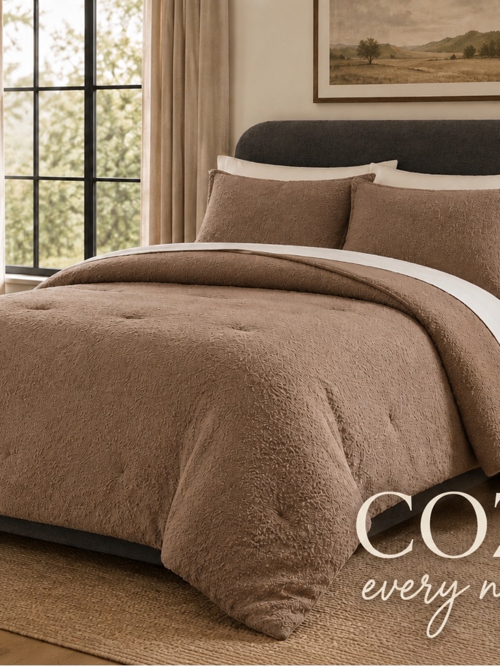 Threshold Bouclé Comforter Set Brown Full/Queen 3-Piece Comforter & Shams NWT